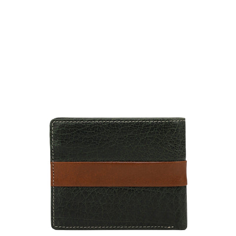 Green Cognac Bifold Leather Mens Wallet