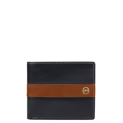 Navy Cognac Bifold Leather Mens Wallet