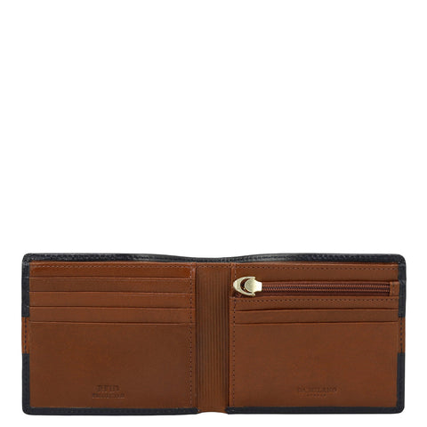 Navy Cognac Bifold Leather Mens Wallet