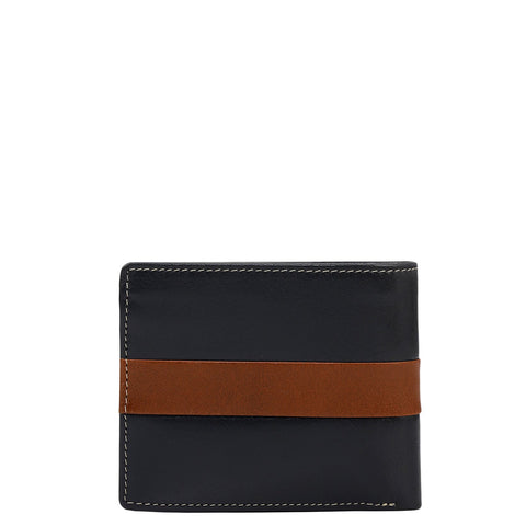 Navy Cognac Bifold Leather Mens Wallet
