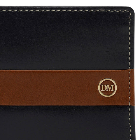 Navy Cognac Bifold Leather Mens Wallet