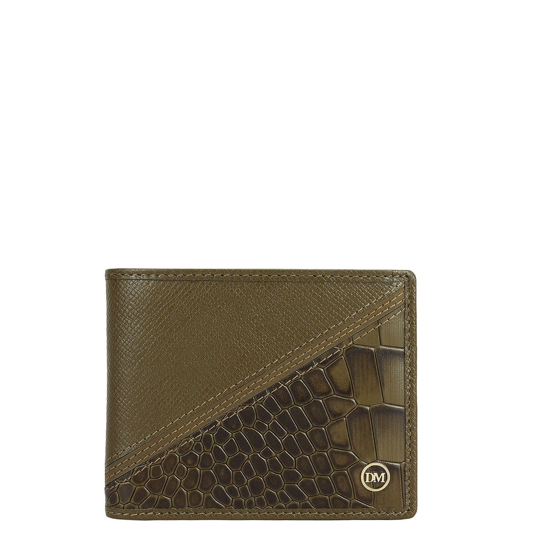 Military Green Bifold Leather Mens Wallet