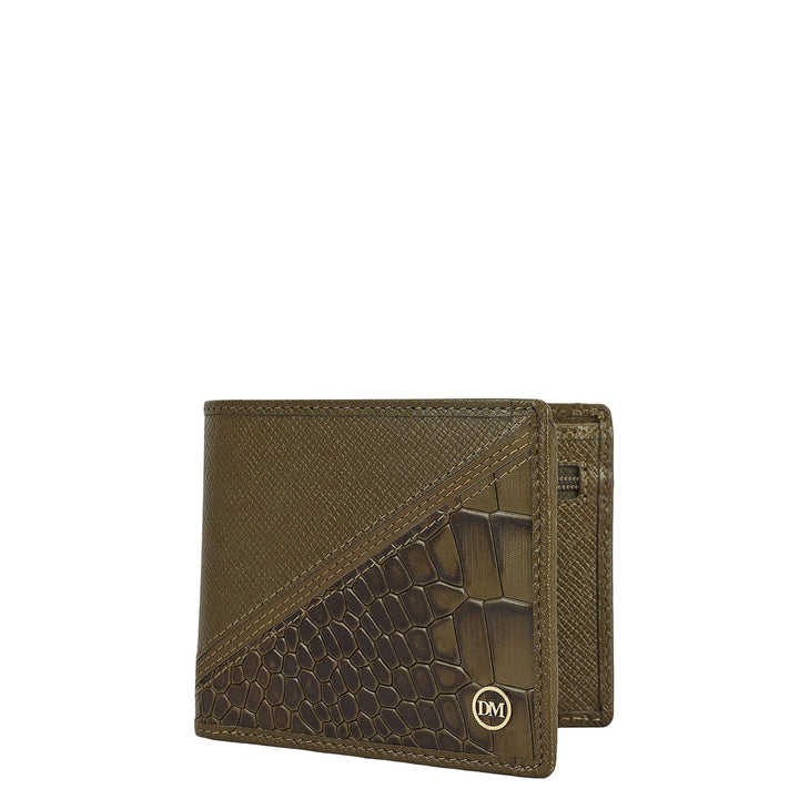 Military Green Bifold Leather Mens Wallet