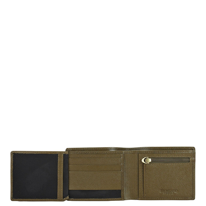 Military Green Bifold Leather Mens Wallet