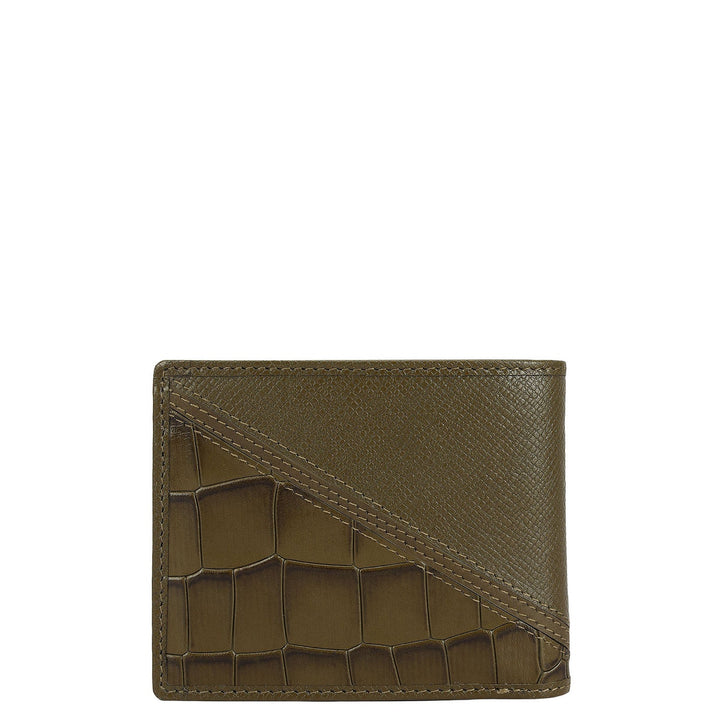 Military Green Bifold Leather Mens Wallet