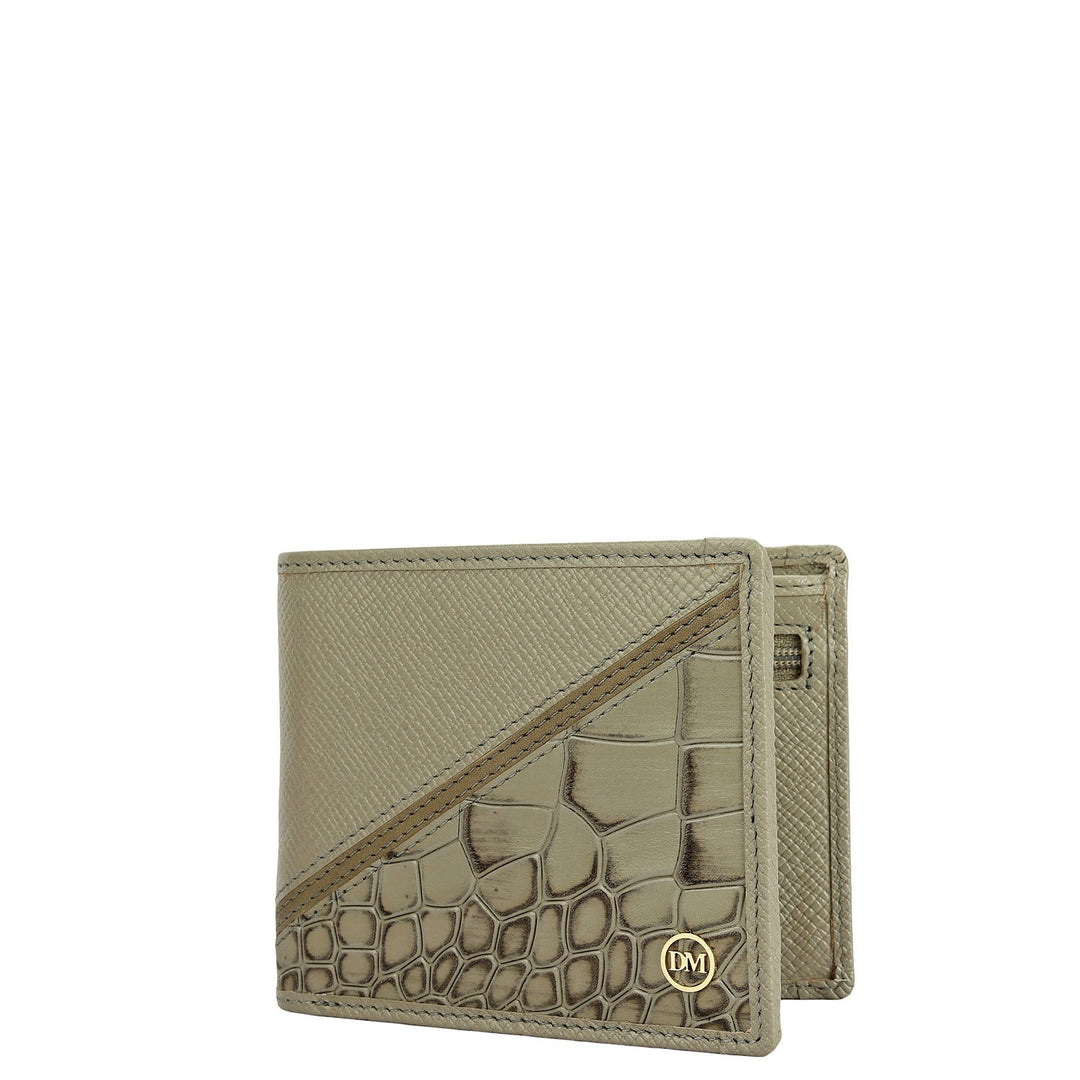Stone Grey Bifold Leather Mens Wallet