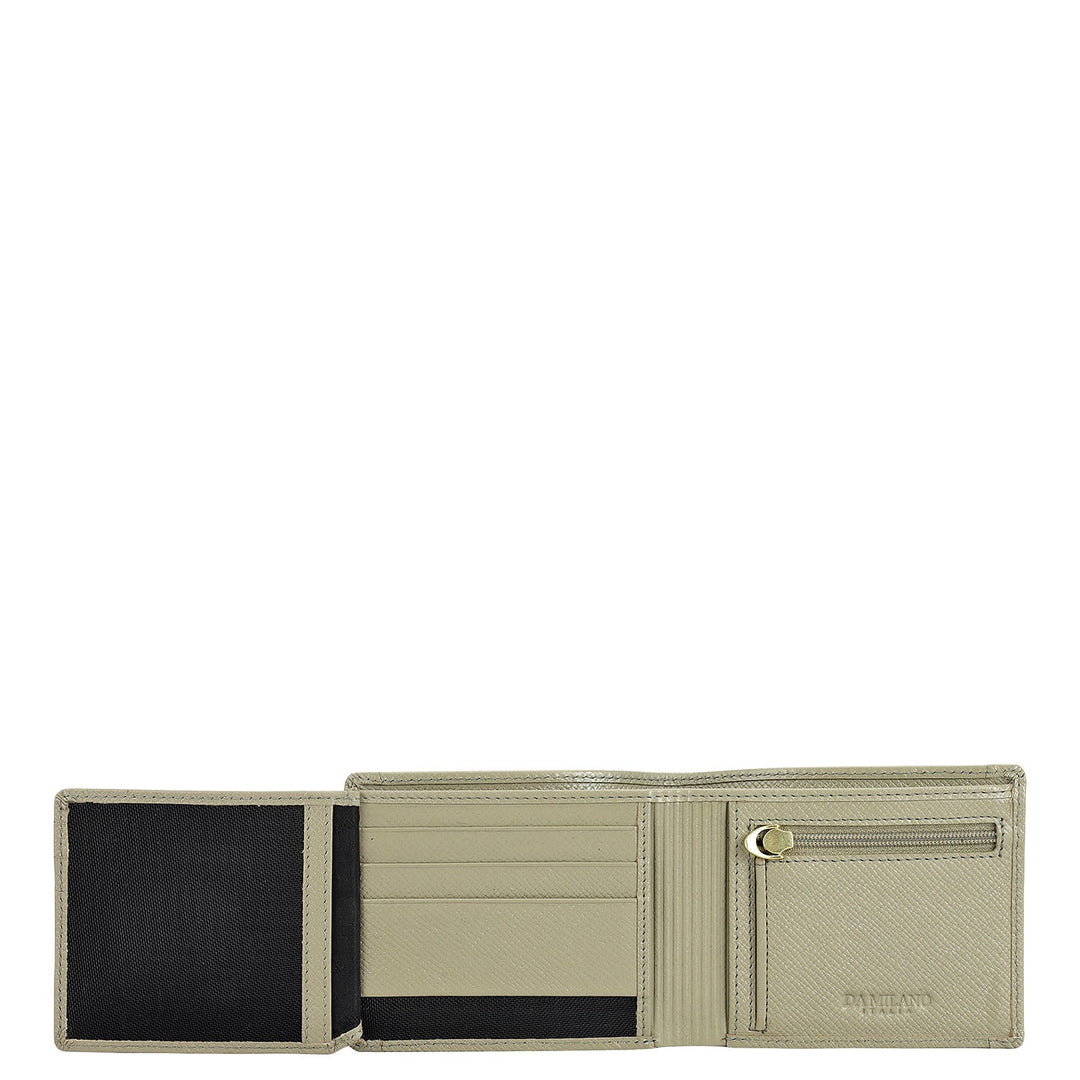 Stone Grey Bifold Leather Mens Wallet