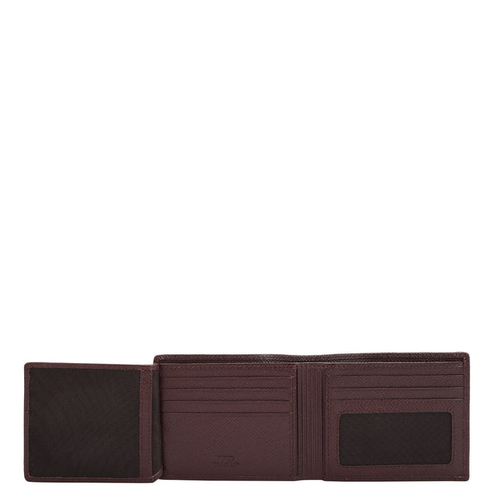 Wine Bifold Leather Mens Wallet