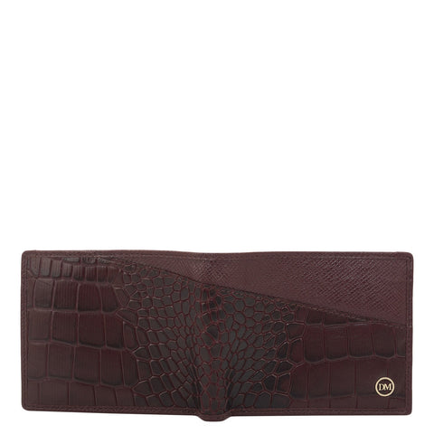 Wine Bifold Leather Mens Wallet