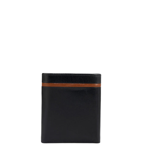Black Trifold Leather Mens Wallet