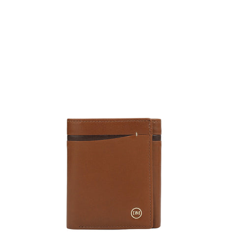 Cognac Trifold Leather Mens Wallet