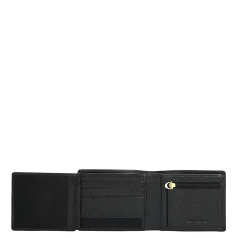 Black Bifold Leather Mens Wallet