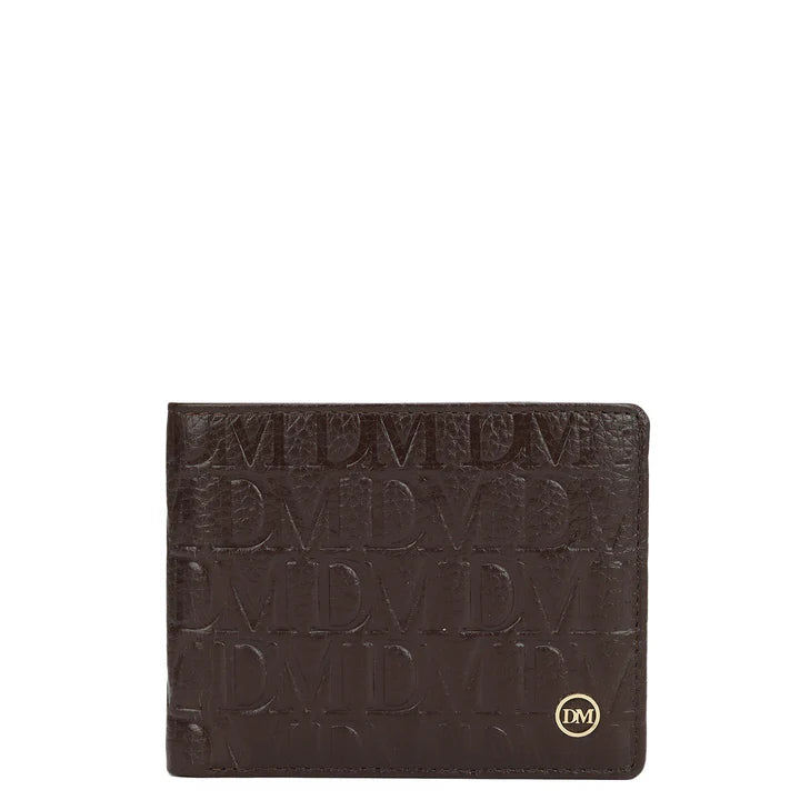 Monogram Leather Mens Wallet - Chocolate