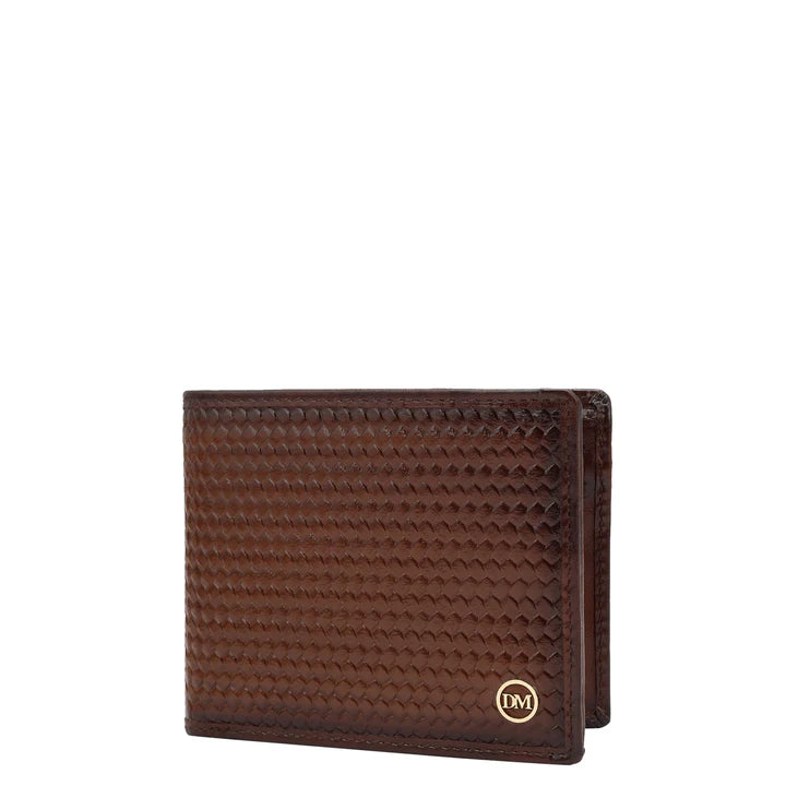 Mat Emboss Leather Mens Wallet - Cognac