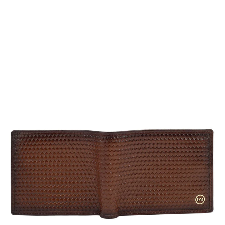 Mat Emboss Leather Mens Wallet - Cognac