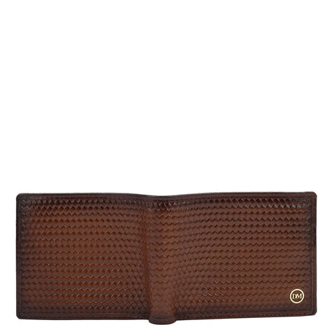 Mat Emboss Leather Mens Wallet - Cognac