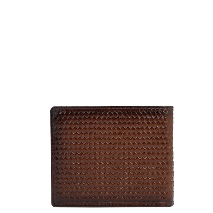 Mat Emboss Leather Mens Wallet - Cognac