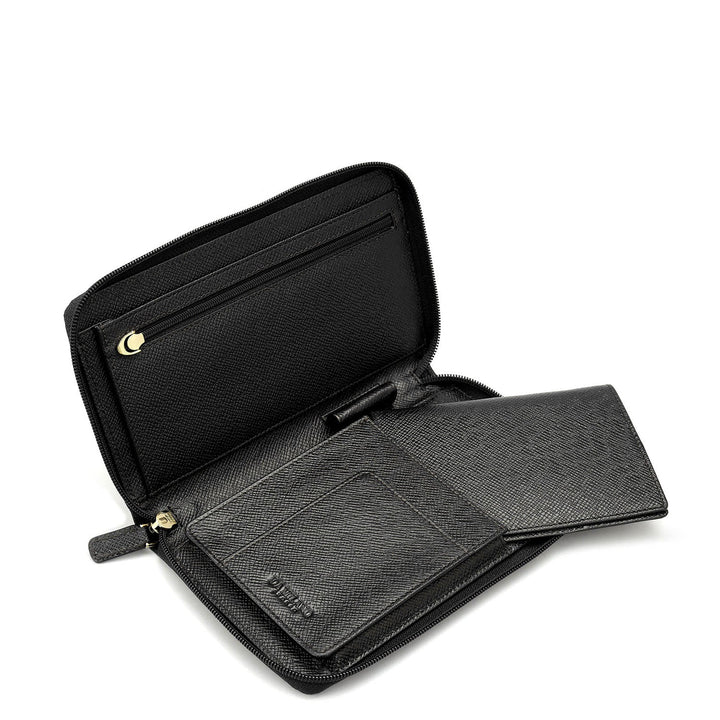Croco Leather Passport Case - Black