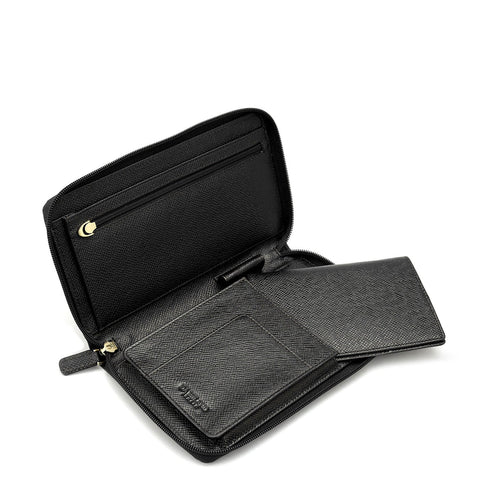 Croco Leather Passport Case - Black