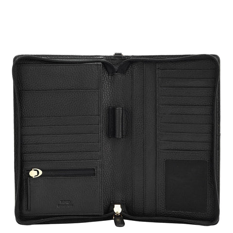 Wax Leather Passport Case - Black