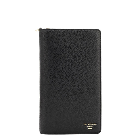 Wax Leather Passport Case - Black
