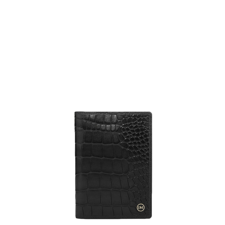 Croco Leather Passport Case - Black