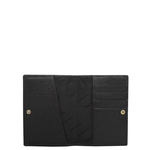 Croco Leather Passport Case - Black
