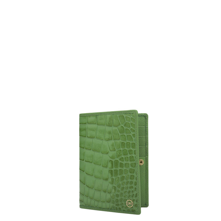 Croco Leather Passport Case - Kiwi