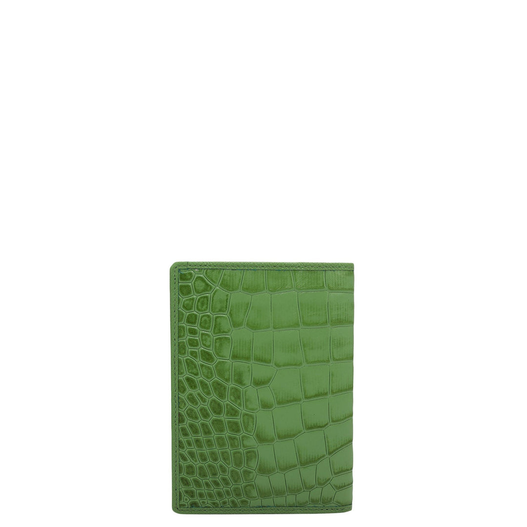 Croco Leather Passport Case - Kiwi