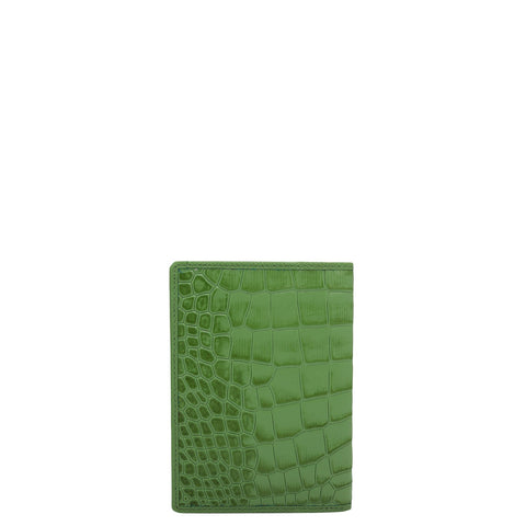 Croco Leather Passport Case - Kiwi