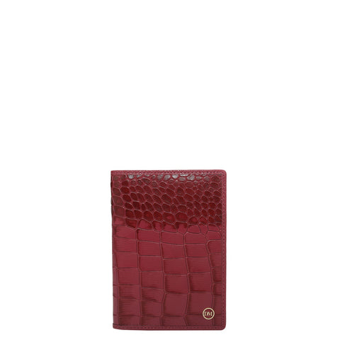 Croco Leather Passport Case - Plumberry