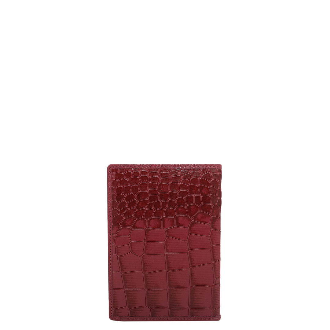 Croco Leather Passport Case - Plumberry