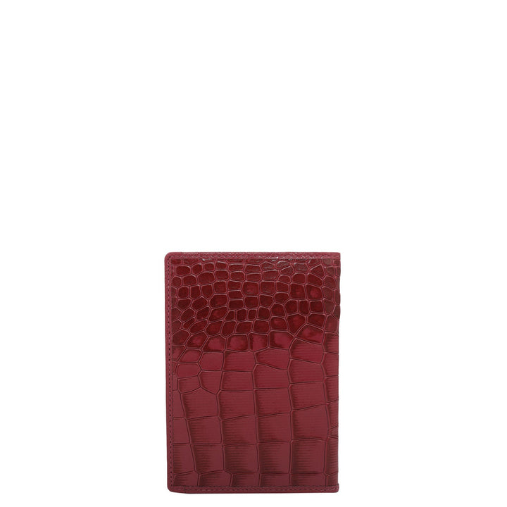 Croco Leather Passport Case - Plumberry