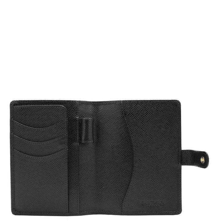 Croco Leather Passport Case - Black