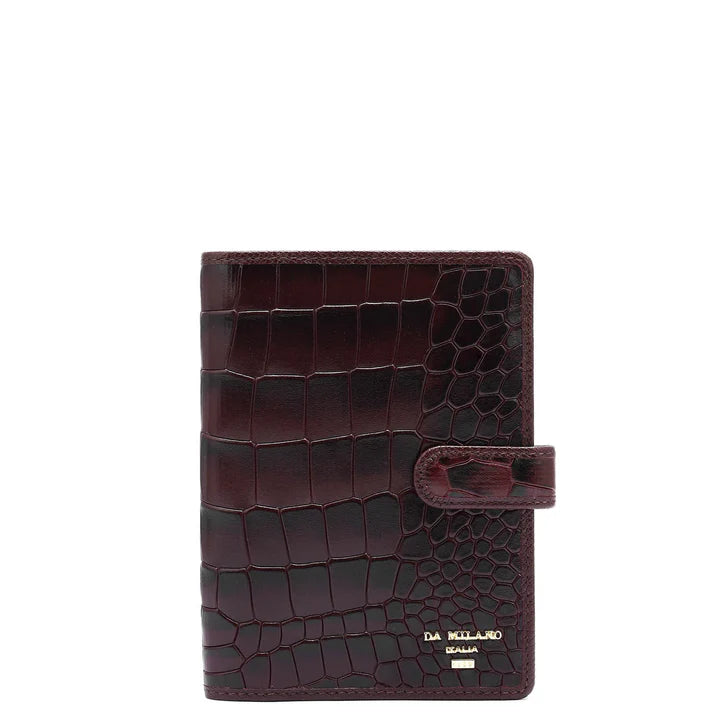 Croco Leather Passport Case - Wine