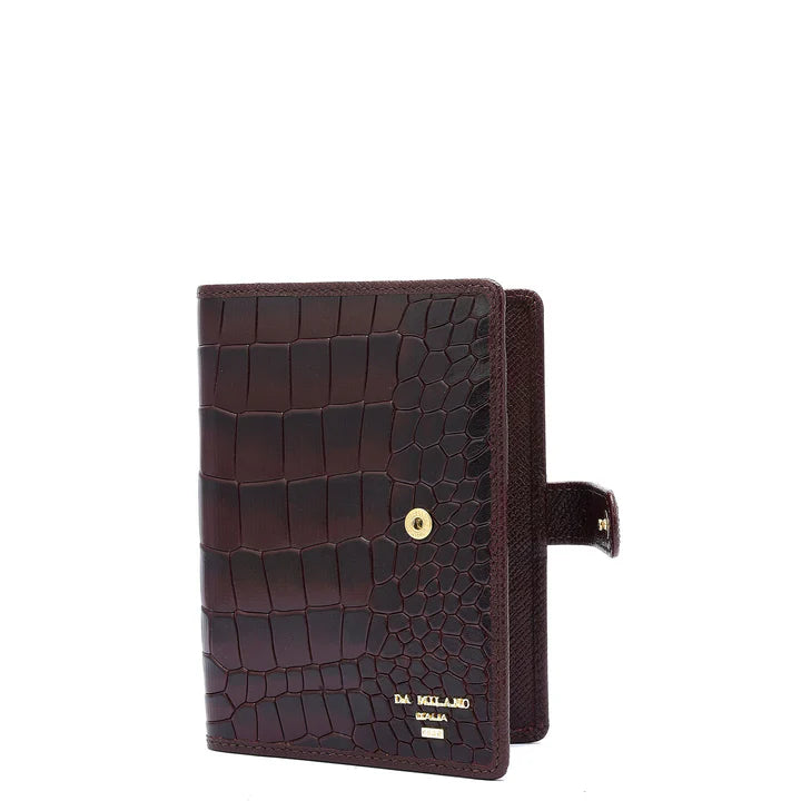 Croco Leather Passport Case - Wine