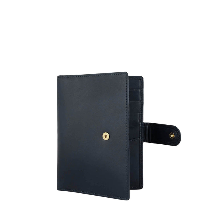 Plain Leather Passport Case - Navy