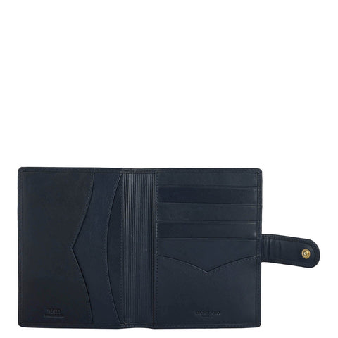 Plain Leather Passport Case - Navy