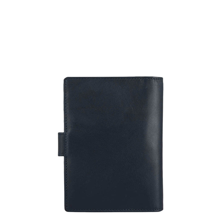 Plain Leather Passport Case - Navy