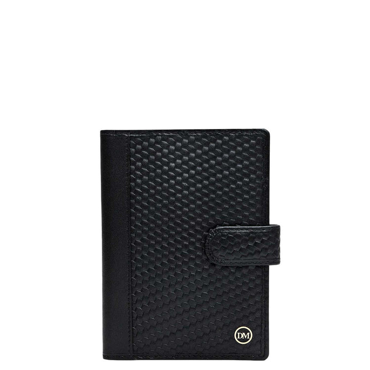 Mat Emboss Plain Leather Passport Case - Black
