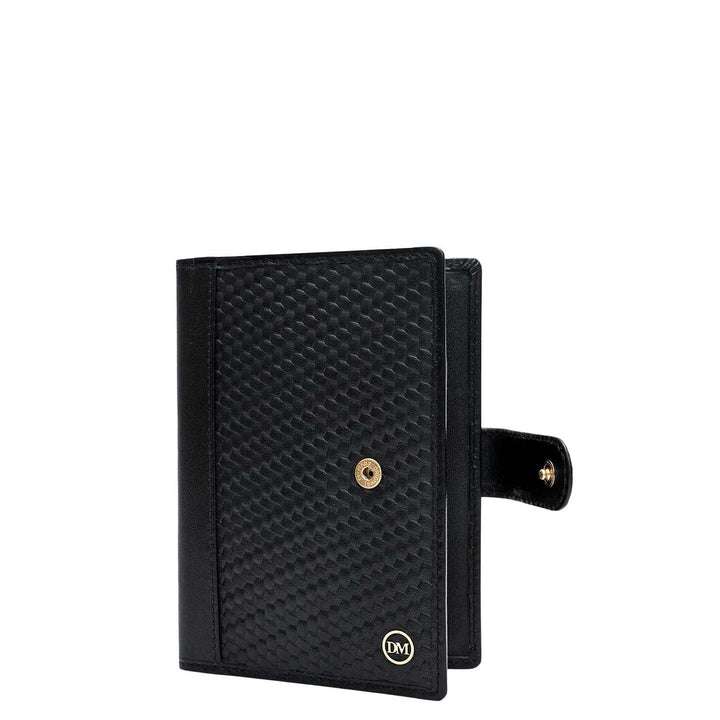 Mat Emboss Plain Leather Passport Case - Black