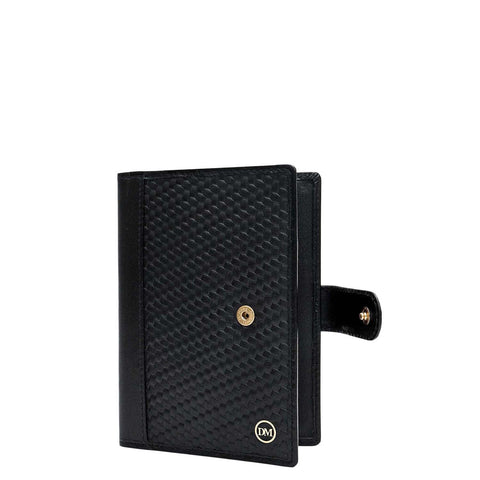 Mat Emboss Plain Leather Passport Case - Black
