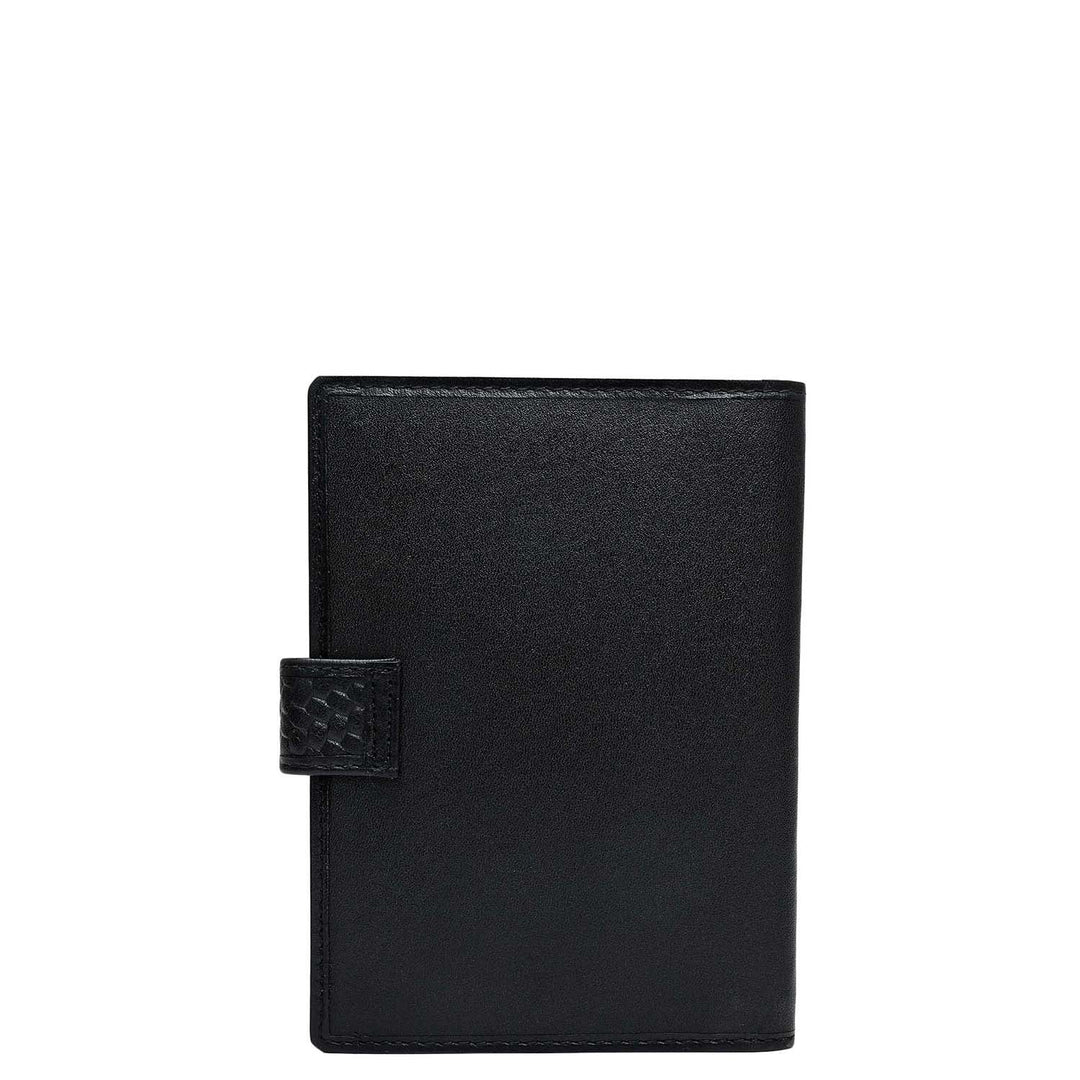 Mat Emboss Plain Leather Passport Case - Black