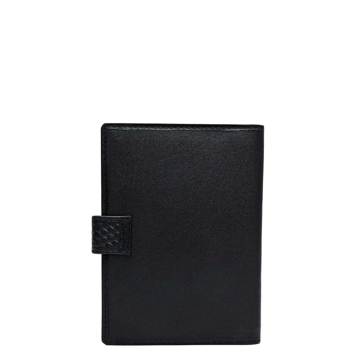 Mat Emboss Plain Leather Passport Case - Black