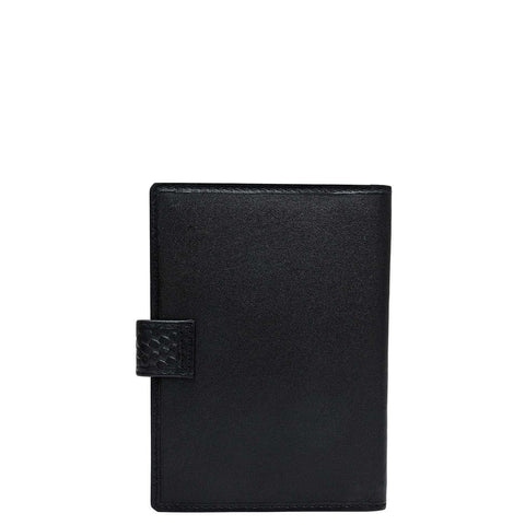 Mat Emboss Plain Leather Passport Case - Black