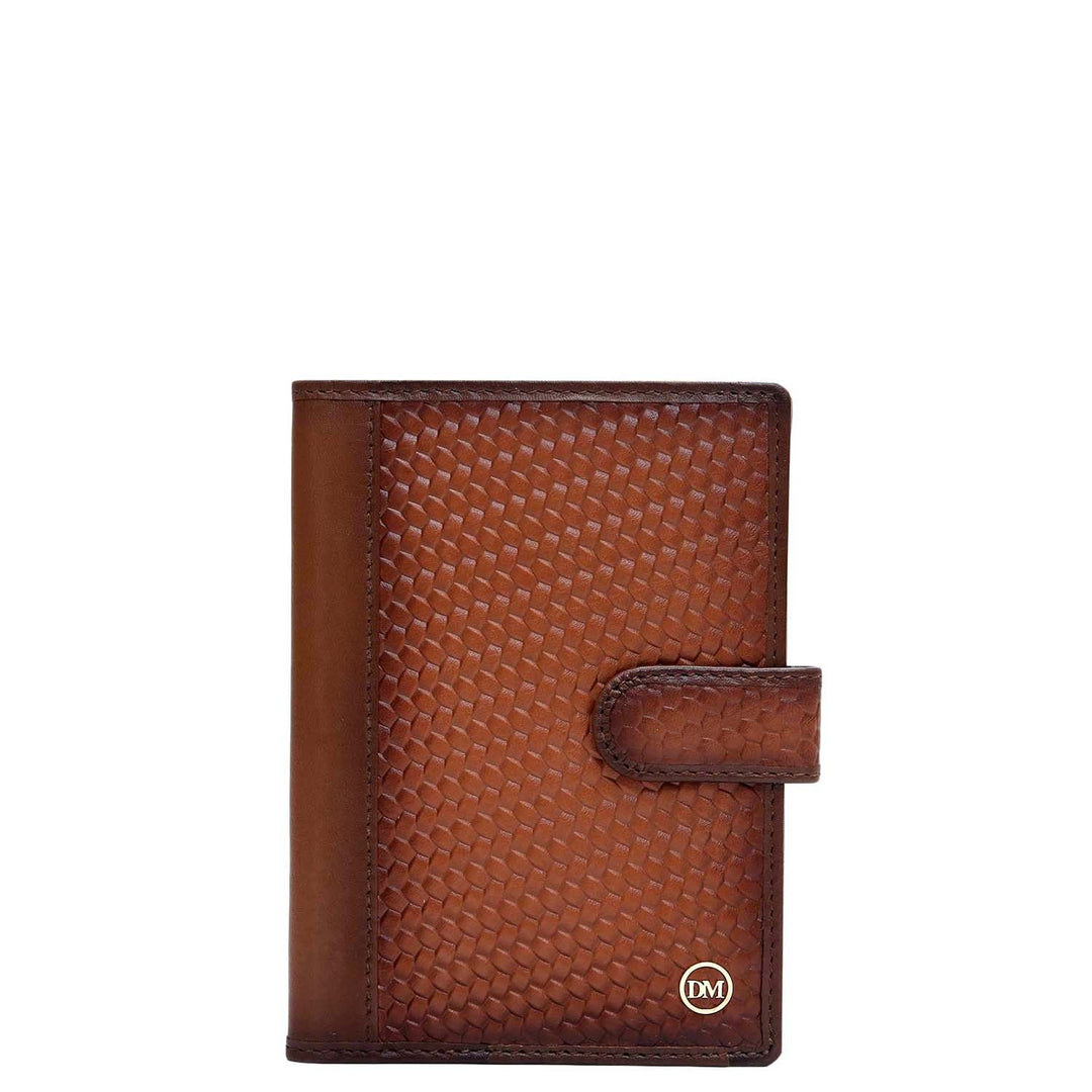 Mat Emboss Plain Leather Passport Case - Cognac