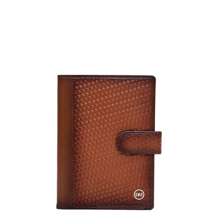 Mat Emboss Plain Leather Passport Case - Cognac
