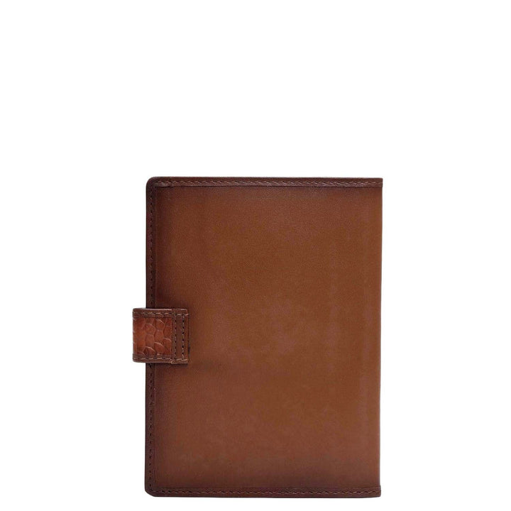 Mat Emboss Plain Leather Passport Case - Cognac