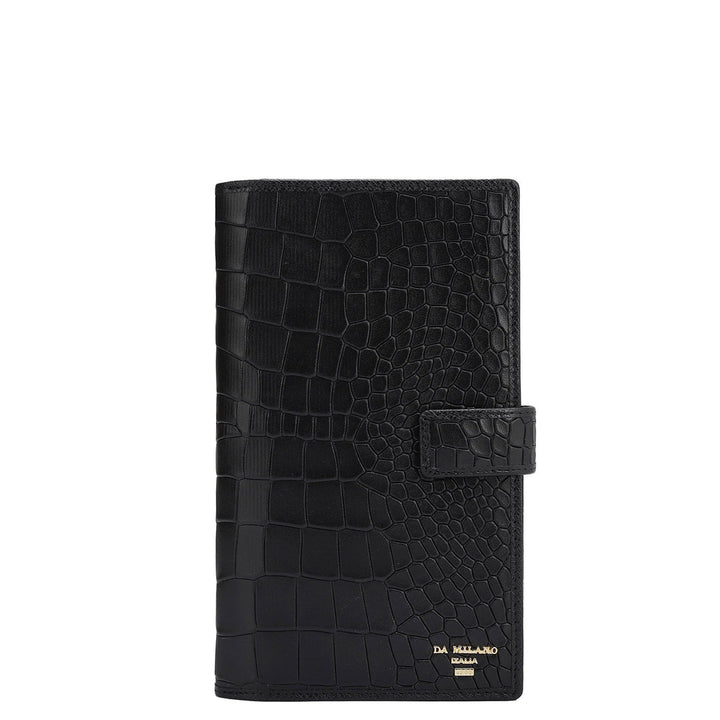 Croco Leather Passport Case - Black
