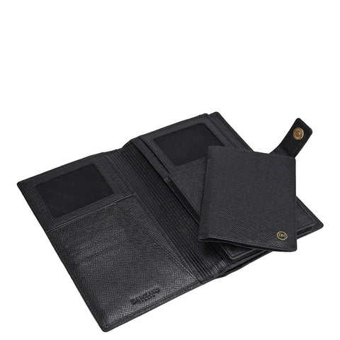 Croco Leather Passport Case - Black